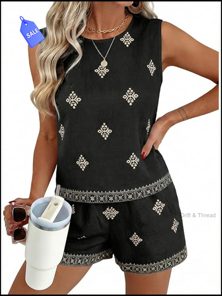 Soft Viscose Lounge Set With Tank Top And Shorts, Loose Fit For Summer
